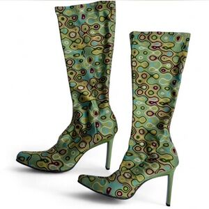 Vintage Y2K Psychedelic Knee High Sock Boots
